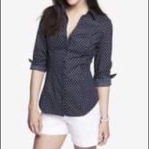 NWT Express The Essential Original Shirt in Black Polka Dot in Large